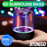 STOENGO Portable Bluetooth Speakers, Small True Wireless Stereo (TWS) Speaker Transparent Crystal LED Music Player with TF Card