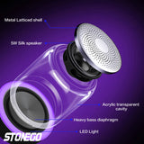 STOENGO Portable Bluetooth Speakers, Small True Wireless Stereo (TWS) Speaker Transparent Crystal LED Music Player with TF Card