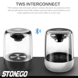 STOENGO Portable Bluetooth Speakers, Small True Wireless Stereo (TWS) Speaker Transparent Crystal LED Music Player with TF Card