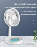 7200mAh USB Rechargeable Portable Folding Fan Floor Low Noise Fan for Outdoor Home Wireless Fan 4 Speed Camping Portable Fans