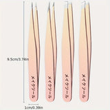 Gradient Eyebrow Tweezers Set 4 Pcs Stainless Steel Eyebrow Forceps Professional Beauty Tool Set For Facial Hair, Inward Growing