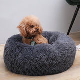 50cm Round donut dog and cat bed long hair cuddle removable machine washable pet pillow bed for small pets