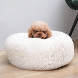 50cm Round donut dog and cat bed long hair cuddle removable machine washable pet pillow bed for small pets