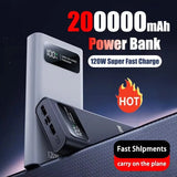 200000mAh 120W Power Bank Super Fast Charging Ultra-High Capacity Digital Display External Battery PowerBank For iPhone Xiaomi