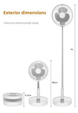 7200mAh USB Rechargeable Portable Folding Fan Floor Low Noise Fan for Outdoor Home Wireless Fan 4 Speed Camping Portable Fans