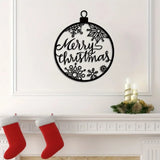 1pc Merry Christmas Adornment: Black Metal Wall Art. Lively Christmas Wall Decor with Classy Silhouette Detail