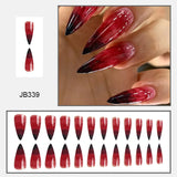 24pcs Blood Red Fake Nails Gradient Long Pointed False Nail Patch Full Cover Wearable Fake Nail Tips Halloween Manicure Sets