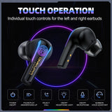 ONIKUMA T27 Ear Buds Wireless Touch Control 2.4Ghz Low Latency Stereo Earbuds Headsets With Charging Box Independent Connection