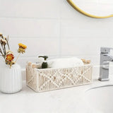 1Pcs Macrame Storage Basket Boho Decor Baskets for Organizing Countertop Toilet Paper Shelf Basket with Handle for Bathroom Bedr