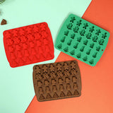 Christmas Chocolate Molds Silicone Red Green Brown Christmas Mold Gingerbread Man Xmas Tree Bell Snowman Gloves Kitchen Supplies