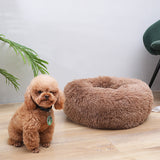 50cm Round donut dog and cat bed long hair cuddle removable machine washable pet pillow bed for small pets