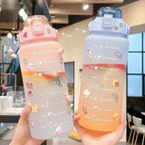 64OZ Large Capacity Transparent Cup Straw Mug with Scale Sports Outdoor Fitness Bottle Plastic Mug Large Capacity Straw Mug