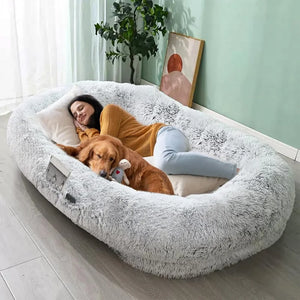 JOLLYVOGUE Human Dog Bed for Adults and Pets, Ultra-Soft Plush Giant Dog Bed with Egg Crate Foam, Non-Slip Base