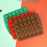 Christmas Chocolate Molds Silicone Red Green Brown Christmas Mold Gingerbread Man Xmas Tree Bell Snowman Gloves Kitchen Supplies