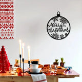 1pc Merry Christmas Adornment: Black Metal Wall Art. Lively Christmas Wall Decor with Classy Silhouette Detail