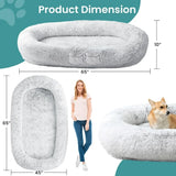 JOLLYVOGUE Human Dog Bed for Adults and Pets, Ultra-Soft Plush Giant Dog Bed with Egg Crate Foam, Non-Slip Base