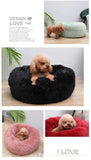 50cm Round donut dog and cat bed long hair cuddle removable machine washable pet pillow bed for small pets