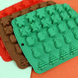 Christmas Chocolate Molds Silicone Red Green Brown Christmas Mold Gingerbread Man Xmas Tree Bell Snowman Gloves Kitchen Supplies