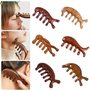 Multifunctional Hair Massage Comb Anti-static Styling Tool Scalp Relax Acupoint Massager Sandalwood Portable Wooden Handle Comb