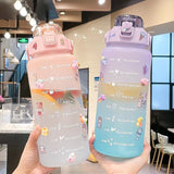 64OZ Large Capacity Transparent Cup Straw Mug with Scale Sports Outdoor Fitness Bottle Plastic Mug Large Capacity Straw Mug